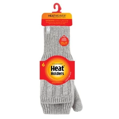 Heat Holders Ladies Light Grey Cable Knit Ash Converter Mittens 5 Heat Holders Ladies Light Grey Cable Knit Ash Converter Mittens - Image 3