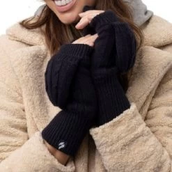 Heat Holders Ladies Navy Cable Knit Ash Converter Mittens -Home - Tools - Gloves 1a heat holders ladies navy cable knit ash converter mittens5B25D