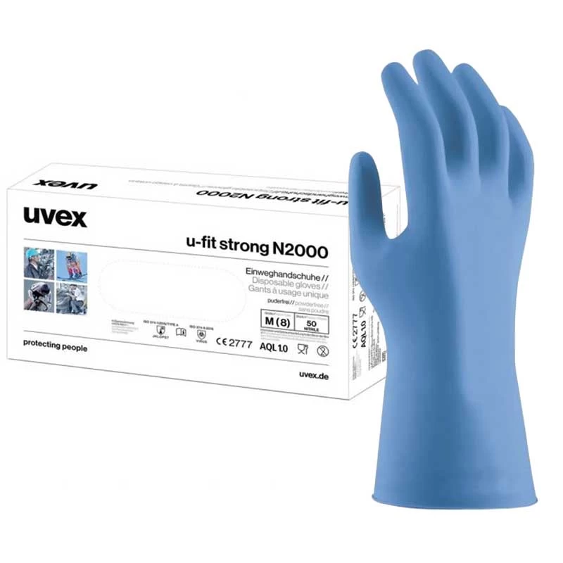 Uvex U-Fit Strong N2000 Reinforced Disposable Nitrile Gloves 60962 3 Uvex U-Fit Strong N2000 Reinforced Disposable Nitrile Gloves 60962