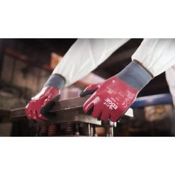 Ansell Edge 48-919 Nitrile Dipped Oil-Repellent Liner Gloves -Home - Tools - Gloves EDGE2048 91920EMEA20Red20Product20 20Front20and20Back5B35D