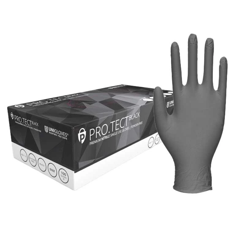 Unigloves PRO.TECT Thick Black Disposable Nitrile Mechanics Gloves 3 Unigloves PRO.TECT Thick Black Disposable Nitrile Mechanics Gloves