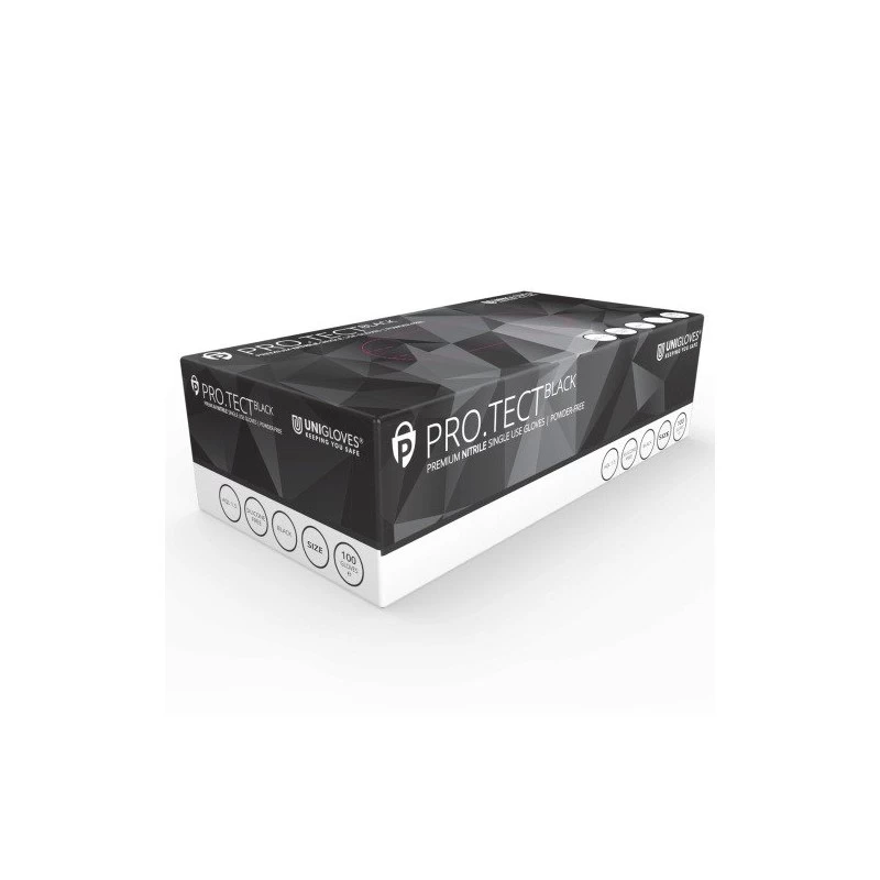 Unigloves PRO.TECT Thick Black Disposable Nitrile Mechanics Gloves 4 Unigloves PRO.TECT Thick Black Disposable Nitrile Mechanics Gloves - Image 2