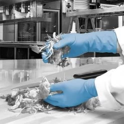 Polyco Bodyguards GL891 Blue Nitrile Disposable Gloves With Long Cuff -Home - Tools - Gloves GL891 3Dbox inner left 015B35D