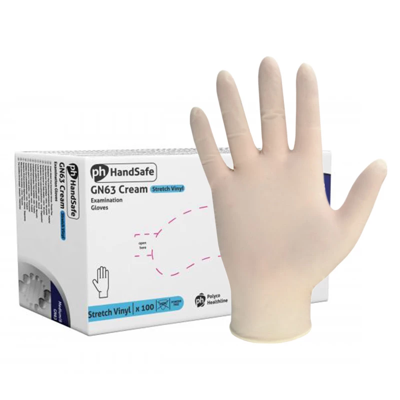 Hand Safe GN63 Stretch Vinyl Powder-Free Disposable Gloves (Pack Of 100) 3 Hand Safe GN63 Stretch Vinyl Powder-Free Disposable Gloves (Pack Of 100)