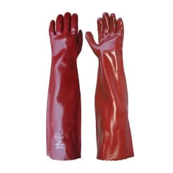 Heavy Duty Chemical Resistant Red 22" PVC Gauntlet RH2258 (Case Of 36 Pairs)