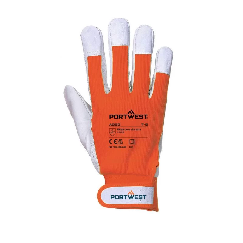 Portwest A250 Tergsus Durable Goat Leather Work Gloves (Orange) 4 Portwest A250 Tergsus Durable Goat Leather Work Gloves (Orange) - Image 2