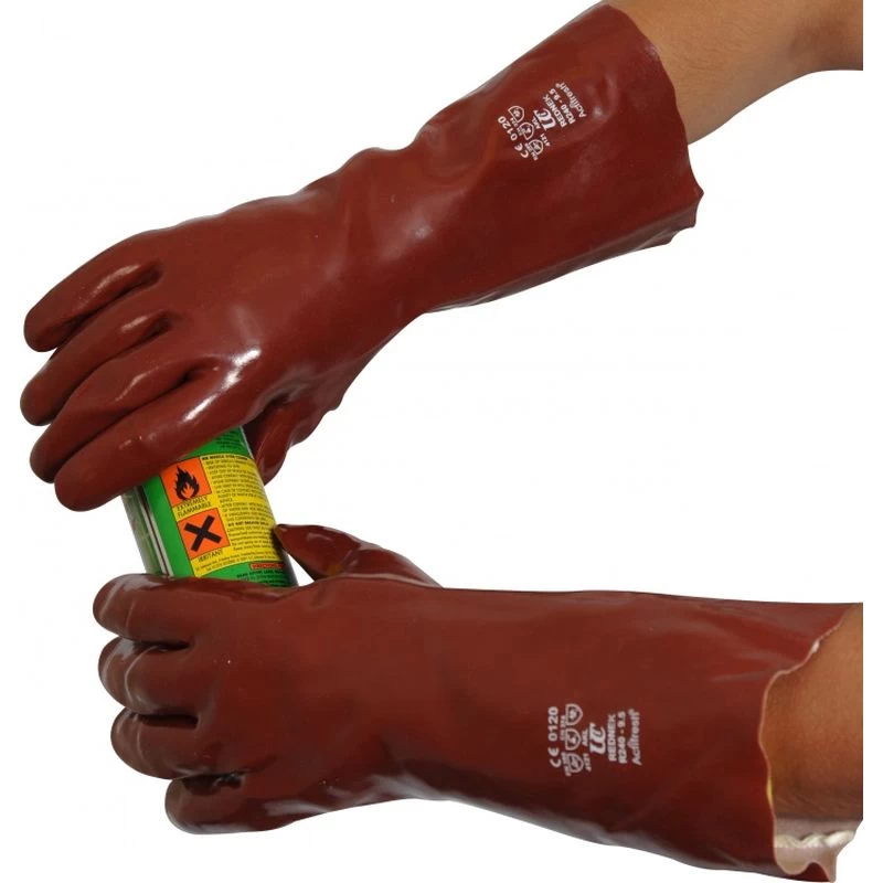 Standard Chemical Resistant Red 16" PVC Gauntlet R240 3 Standard Chemical Resistant Red 16" PVC Gauntlet R240
