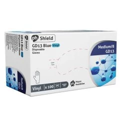 Shield2 GD13 Blue Powder-Free Vinyl Disposable Gloves (Pack Of 100) -Home - Tools - Gloves SHIELD2 GD13 BLUE POWDER FREE VINYL DISPOSABLE GLOVES PACK OF 100 ik 15B15D