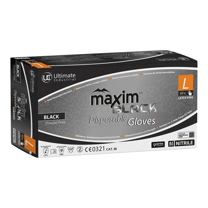 UCi Maxim Black Nitrile Disposable Mechanics Gloves (Box Of 50) 4 UCi Maxim Black Nitrile Disposable Mechanics Gloves (Box Of 50) - Image 2