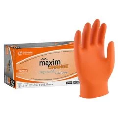 UCi Maxim Orange Nitrile Disposable Mechanics Gloves (Box Of 50)