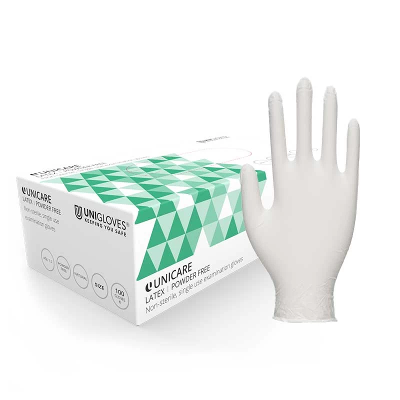 Unicare GS001 Extra-Strong Powder-Free Latex Disposable Gloves 3 Unicare GS001 Extra-Strong Powder-Free Latex Disposable Gloves
