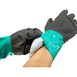 Ansell AlphaTec 58-530W Chemical-Resistant Gauntlet Gloves -Home - Tools - Gloves alphatec 58 530bw back and front view5B25D
