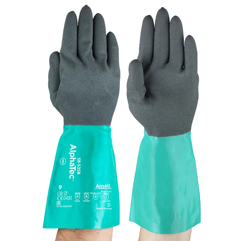 Ansell AlphaTec 58-535B Gauntlet-Style Chemical-Resistant Gloves 3 Ansell AlphaTec 58-535B Gauntlet-Style Chemical-Resistant Gloves