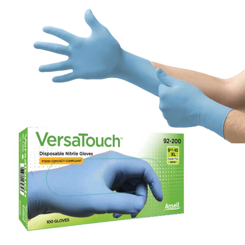 Ansell VersaTouch 92-200 Ultra-Thin Blue Disposable Nitrile Gloves 3 Ansell VersaTouch 92-200 Ultra-Thin Blue Disposable Nitrile Gloves