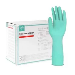 Medline Signature Latex Green Powder-Free Surgical Gloves MSG55