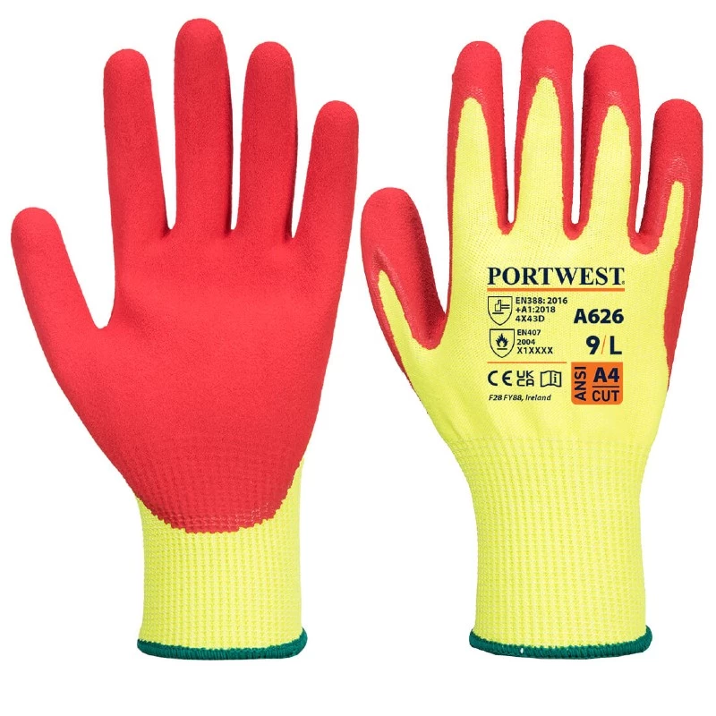 Portwest A626 Nitrile Vis-Tex HR Cut-Resistant Work Gloves 3 Portwest A626 Nitrile Vis-Tex HR Cut-Resistant Work Gloves