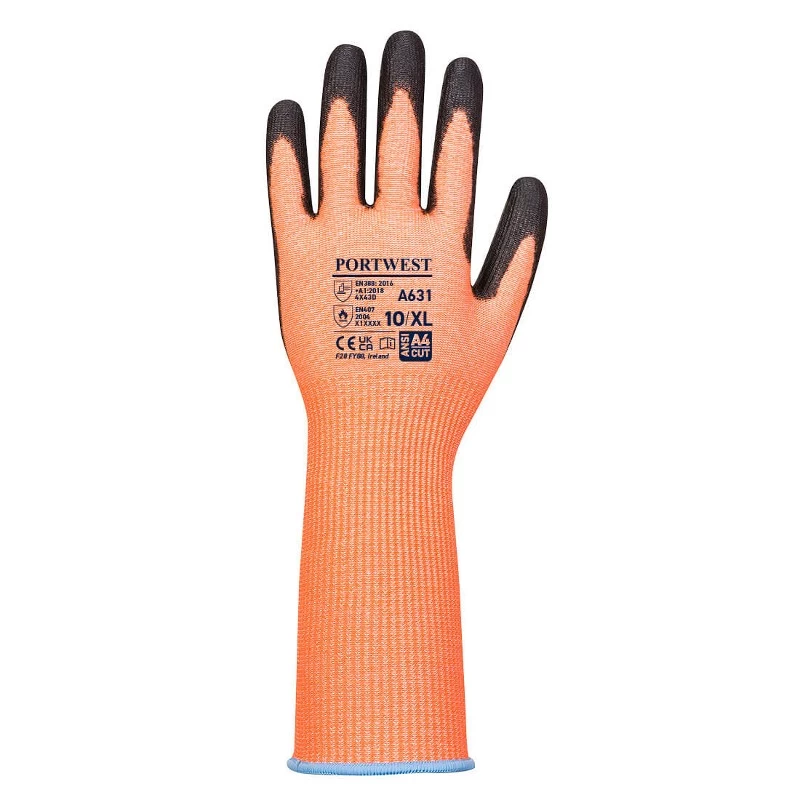 Portwest A631 Orange Vis-Tex Cut Resistant Long Cuff Gloves 4 Portwest A631 Orange Vis-Tex Cut Resistant Long Cuff Gloves - Image 2