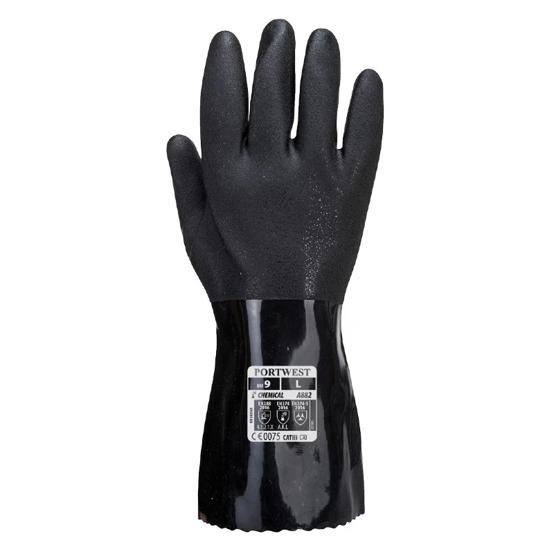 Portwest A882 ESD PVC Black Chemical Gauntlets 4 Portwest A882 ESD PVC Black Chemical Gauntlets - Image 2