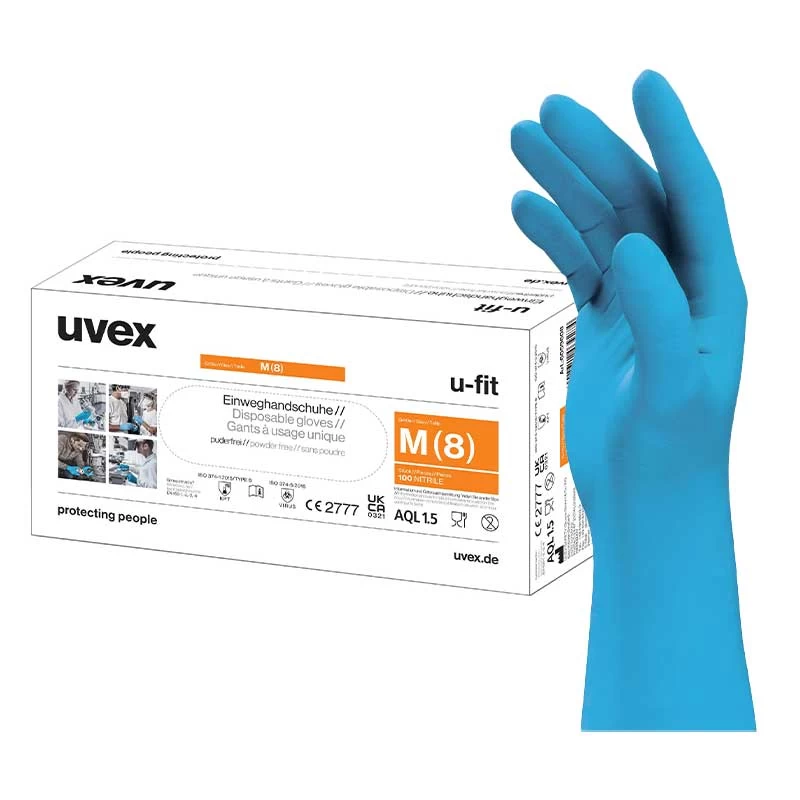 Uvex U-Fit Flexible Chemical-Resistant Disposable NBR Nitrile Rubber Disposable Gloves 60596 - Money Off Offer! 3 Uvex U-Fit Flexible Chemical-Resistant Disposable NBR Nitrile Rubber Disposable Gloves 60596 - Money Off Offer!
